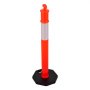 VEVOR 12 Pack Traffic Delineator Posts, 1140 mm Traffic Safety Cones with Weighted Base and Reflective Strips, Heavy Duty Delineator Posts for Construction Site, Parking Lot, Crowd Control, Red