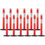 VEVOR 12 Pack Traffic Delineator Posts, 1140 mm Traffic Safety Cones with Weighted Base and Reflective Strips, Heavy Duty Delineator Posts for Construction Site, Parking Lot, Crowd Control, Red
