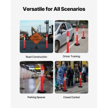 VEVOR 12 Packs Traffic Delineator Posts 48 in Traffic Safety Cones Weighted Base