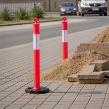 VEVOR 12 Packs Traffic Delineator Posts 48 in Traffic Safety Cones Weighted Base