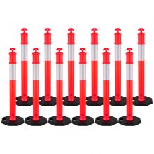 VEVOR 12 Packs Traffic Delineator Posts 48 in Traffic Safety Cones Weighted Base