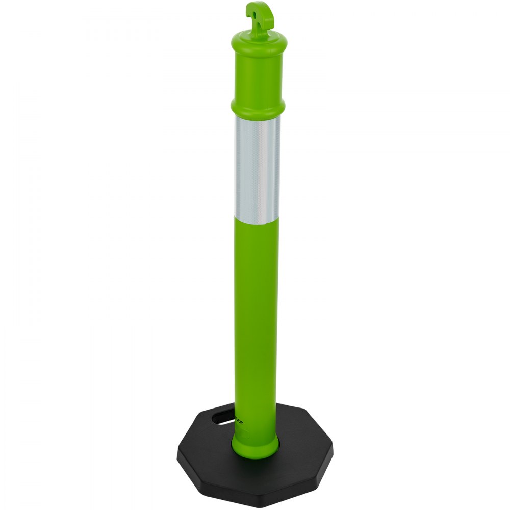 VEVOR 3 Pack Traffic Delineator Posts, 1140 mm Traffic Safety Cones with Weighted Base and Reflective Strips, Heavy Duty Delineator Posts for Construction Site, Parking Lot, Crowd Control, Green