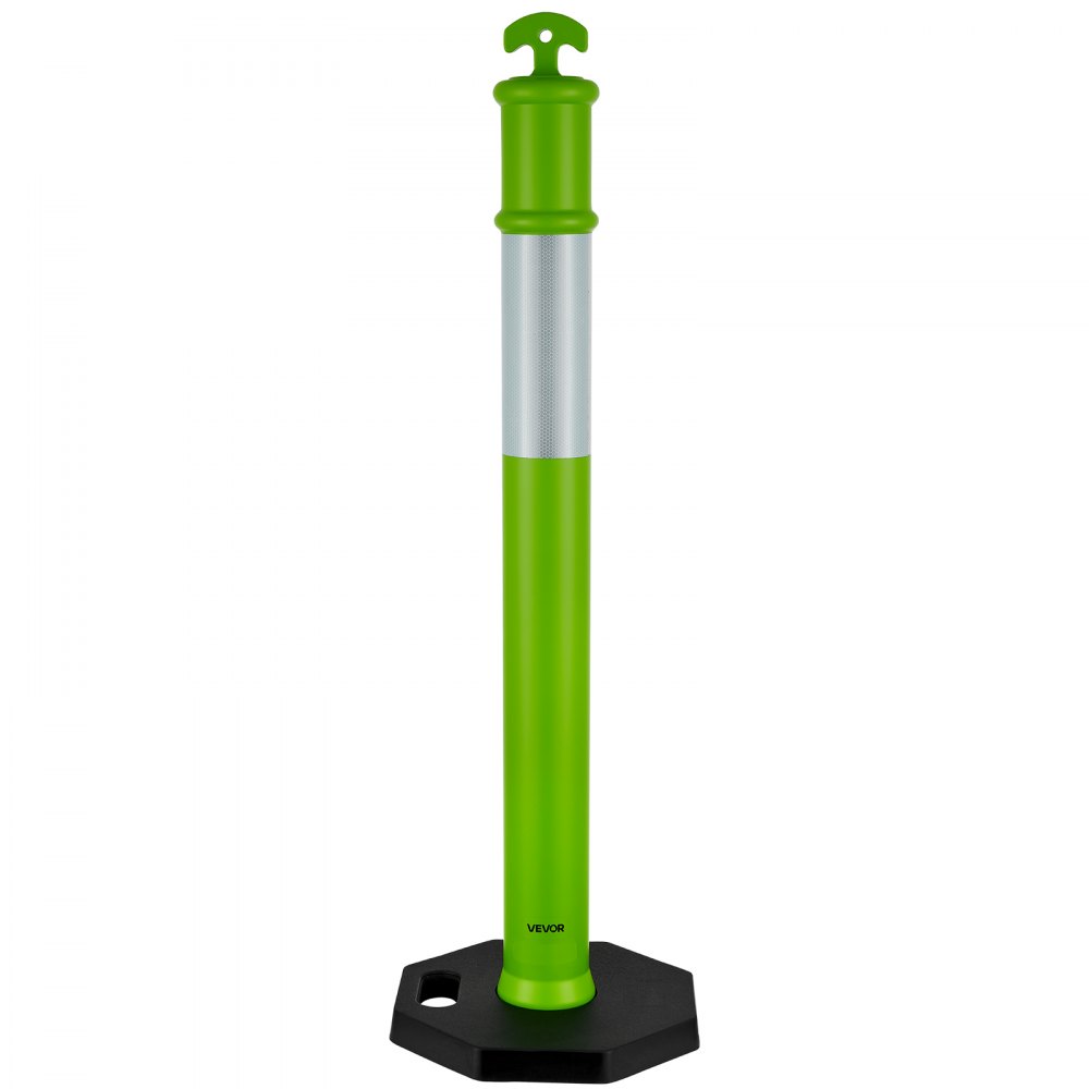 VEVOR 3 Pack Traffic Delineator Posts, 1140 mm Traffic Safety Cones with Weighted Base and Reflective Strips, Heavy Duty Delineator Posts for Construction Site, Parking Lot, Crowd Control, Green