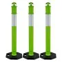 VEVOR 3 Pack Traffic Delineator Posts, 1140 mm Traffic Safety Cones with Weighted Base and Reflective Strips, Heavy Duty Delineator Posts for Construction Site, Parking Lot, Crowd Control, Green