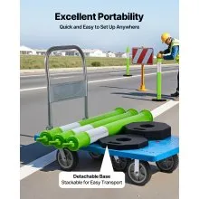 VEVOR 3 Packs Traffic Delineator Posts 48 in Safety Cones Weighted Base Green