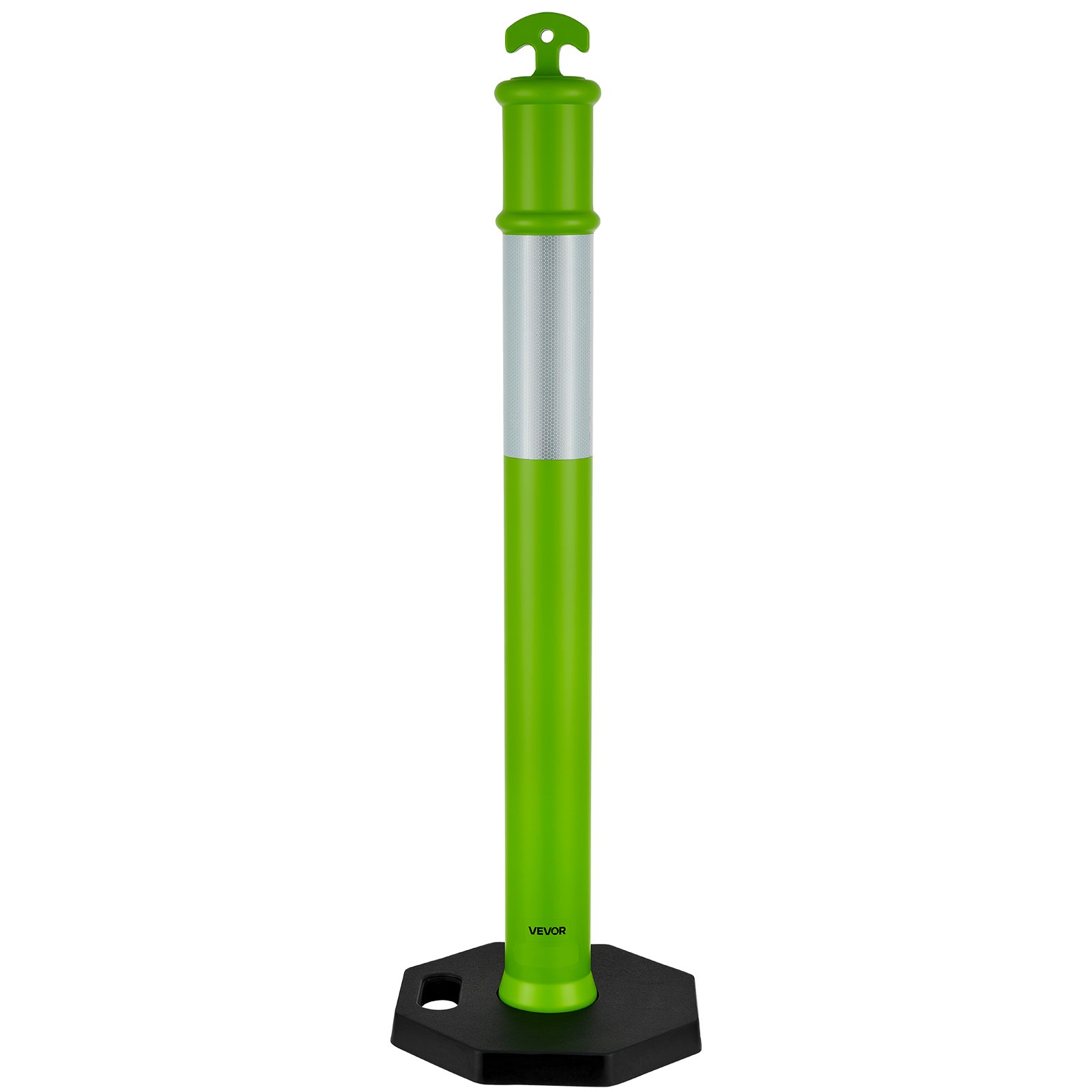 VEVOR 3 Pack Traffic Delineator Posts, 1140 mm Traffic Safety Cones with Weighted Base and Reflective Strips, Heavy Duty Delineator Posts for Construction Site, Parking Lot, Crowd Control, Green