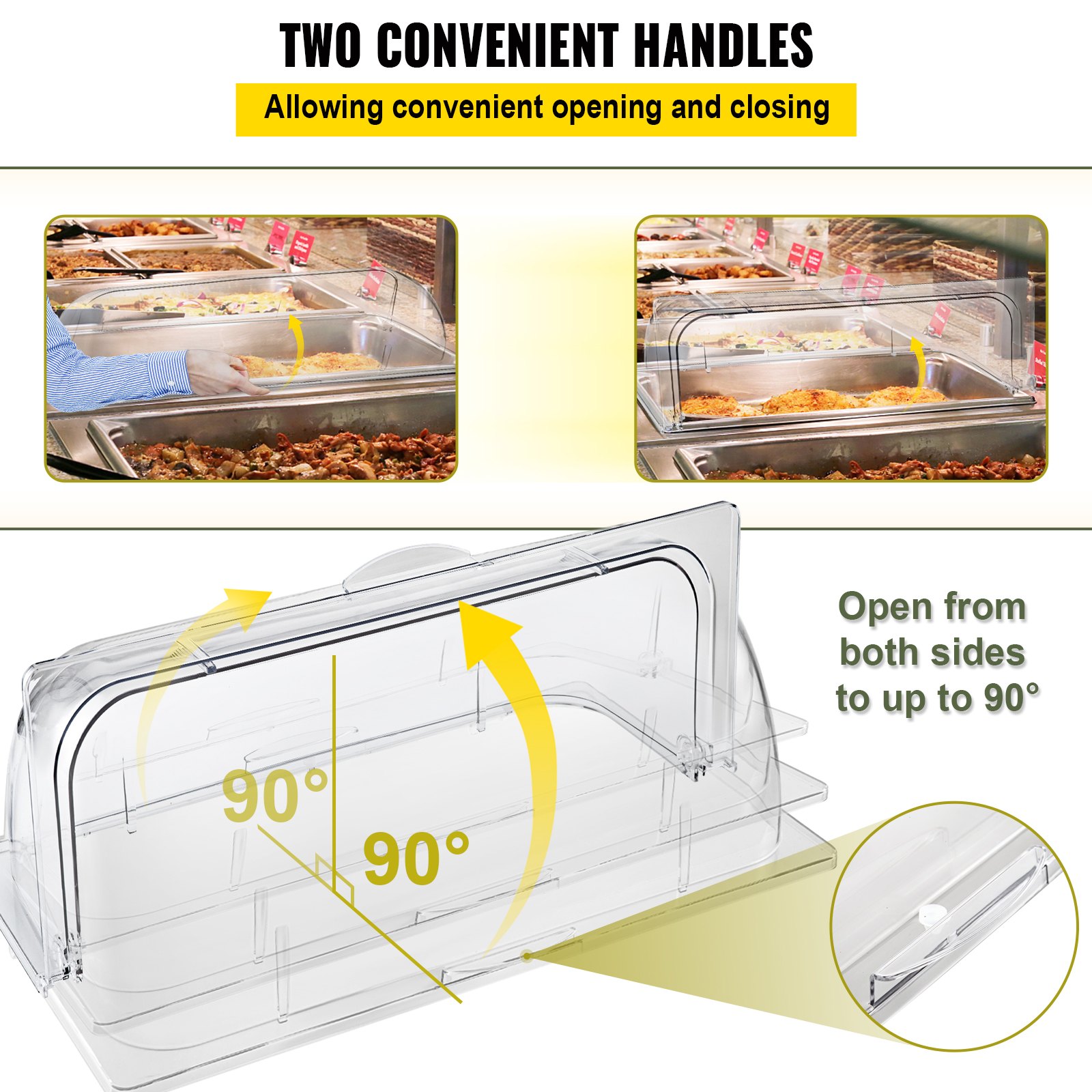 VEVOR 4 Packs Chafing Dish Cover Clear 21"x13"x17" Full Size Roll Top Chafing Dish Clear Plastic Bakery Pan Display Cover
