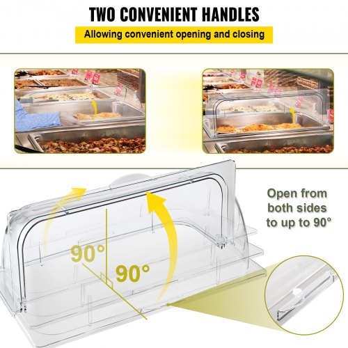 VEVOR 6 Packs Chafing Dish Cover Clear 21"x13"x17" Full Size Roll Top Chafing Dish Clear Plastic Bakery Pan Display Cover