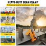 VEVOR 1ton Capacity Beam Clamp I Beam Lifting Clamp 75-220 mm Opening Range Beam Clamps for Rigging Heavy Duty Steel Beam Clamp Tool Beam Hangers for Lifting Rigging Yellow