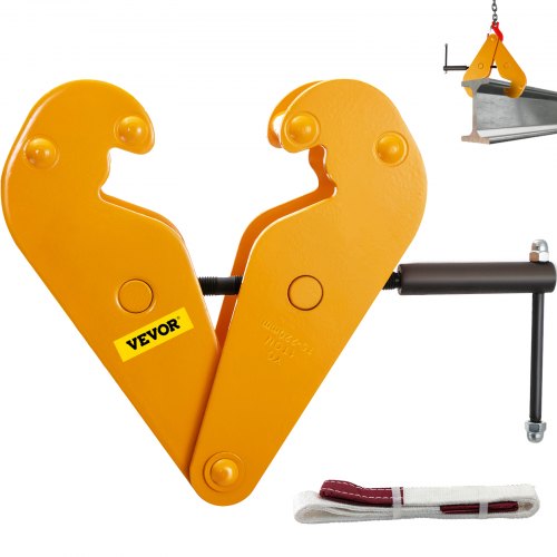 VEVOR Beam Clamp 4400lbs/2ton Capacity, I Beam Lifting Clamp 3inch-9inch, Opening Range Beam Clamps for Rigging, Heavy Duty Steel Beam Clamp Tool, Beam Hangers for Lifting Rigging, in Yellow