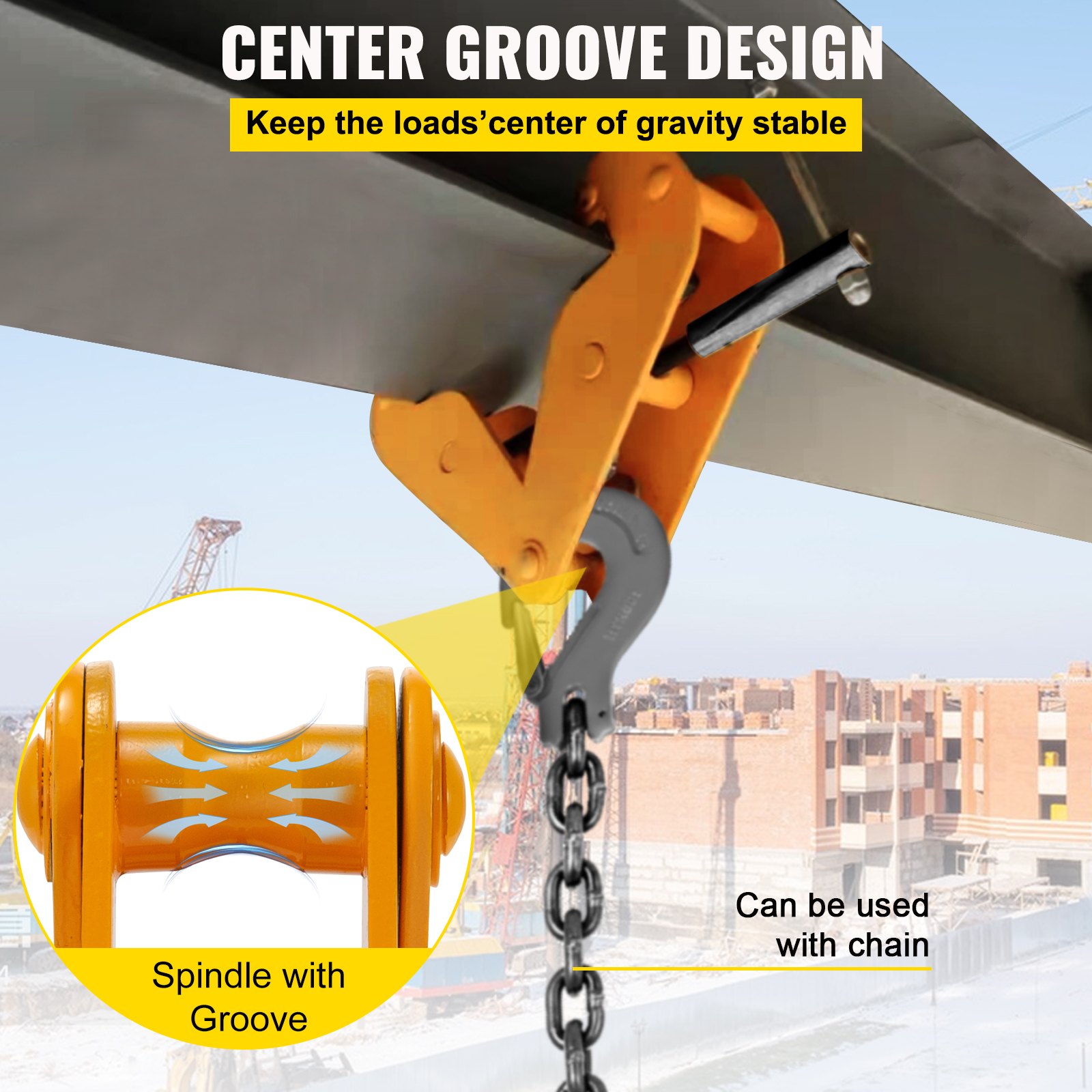 VEVOR Beam Clamp I Beam Lifting Clamp 2 ton Heavy Duty Beam Hangers in Yellow
