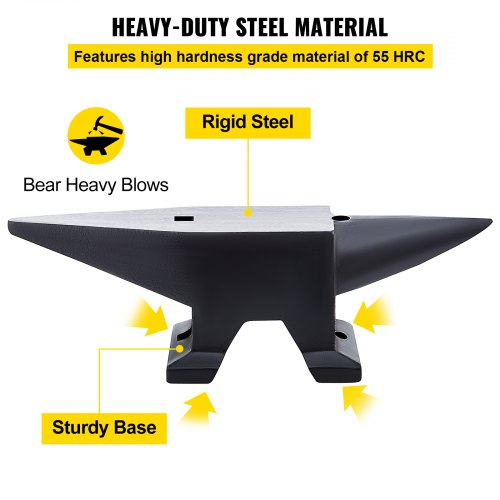 VEVOR Cast Iron Anvil, 110 Lbs(50kg) Single Horn Anvil with Large Countertop and Stable Base, High Hardness Rugged Round Horn Anvil Blacksmith, for Bending, Shaping