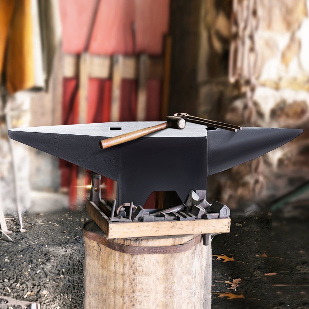 VEVOR Cast Iron Anvil, 110 Lbs(50kg) Single Horn Anvil with Large Countertop and Stable Base, High Hardness Rugged Round Horn Anvil Blacksmith, for Bending, Shaping