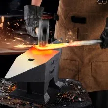 VEVOR Cast Iron Anvil, 105 Lbs Single Horn Anvil with Large Countertop and Stable Base, High Hardness Rugged Round Horn Anvil Blacksmith, for Bending, Shaping