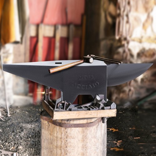 VEVOR Cast Iron Anvil, 132 Lbs(60kg) Single Horn Anvil with Large Countertop and Stable Base, High Hardness Rugged Round Horn Anvil Blacksmith, for Bending, Shaping