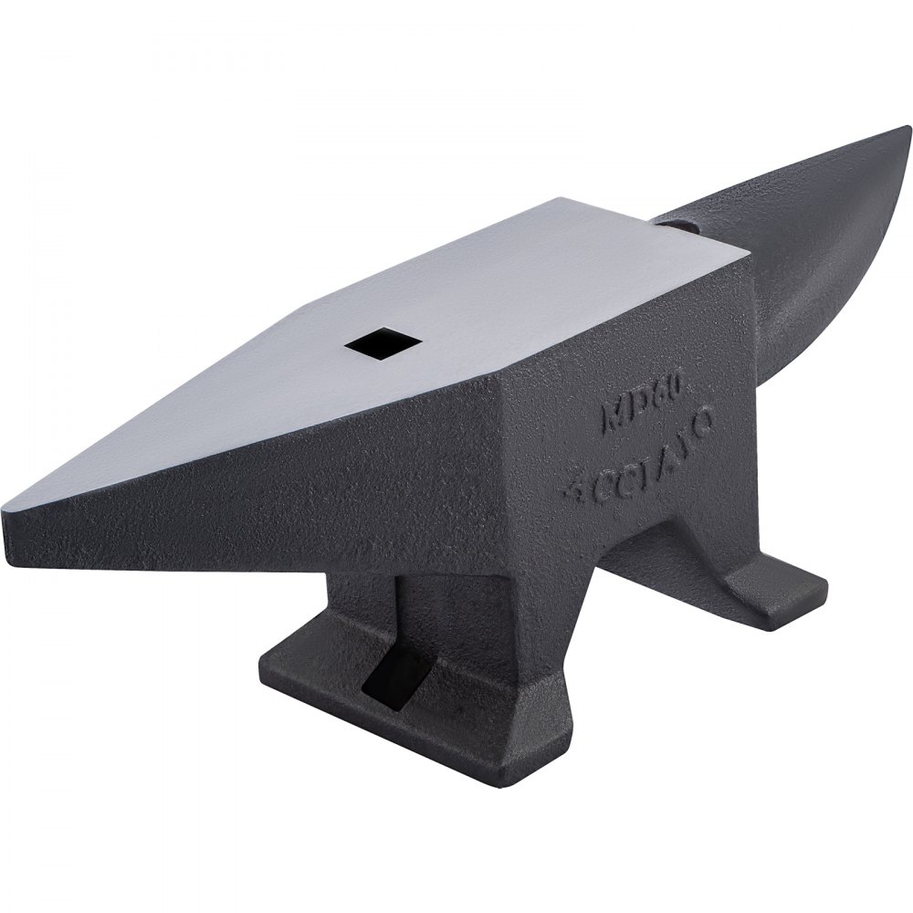 VEVOR Cast Iron Anvil 132 lbs(60kg) Single Horn Anvil with Large Countertop and Stable Base High Hardness Rugged Round Horn Anvil Blacksmith for
