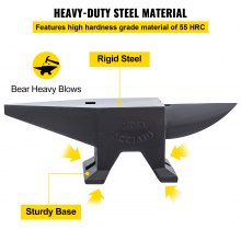 VEVOR Cast Iron Anvil, 132 Lbs(60kg) Single Horn Anvil with Large Countertop and Stable Base, High Hardness Rugged Round Horn Anvil Blacksmith, for Bending, Shaping