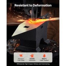 VEVOR Cast Iron Anvil, 132 Lbs(60kg) Single Horn Anvil with Large Countertop and Stable Base, High Hardness Rugged Round Horn Anvil Blacksmith, for Bending, Shaping