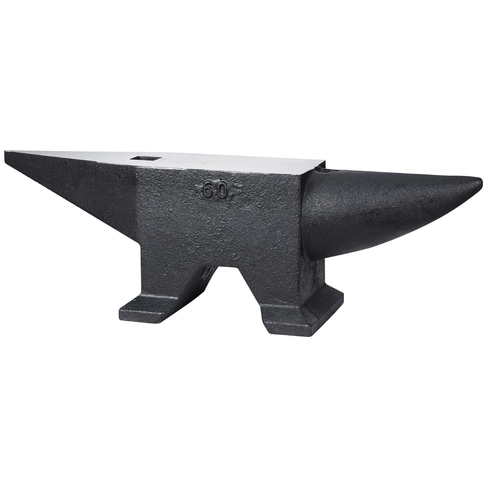 VEVOR Cast Steel Anvil, 132 Lbs(60kg) Single Horn Anvil with Large Countertop and Stable Base, High Hardness Rugged Round Horn Anvil Blacksmith, for Bending, Shaping