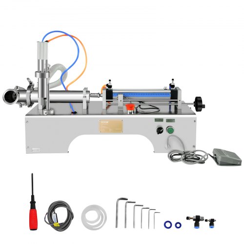 VEVOR Horizontal Pneumatic Liquid Filling Machine 10-300ml, Pneumatic Bottle Filling Machine Single Head, Semi-automatic Liquid Filler 0.4-0.6MP Air Pressure for Oil Water Liquids