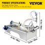 VEVOR Horizontal Pneumatic Liquid Filling Machine 10-300ml, Pneumatic Bottle Filling Machine Single Head, Semi-automatic Liquid Filler 0.4-0.6MP Air Pressure for Oil Water Liquids