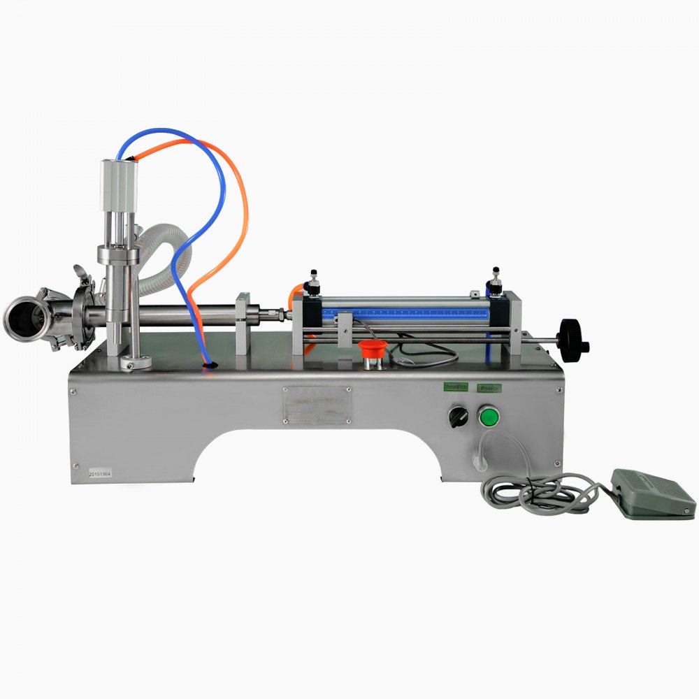 VEVOR Máquina de llenado de líquidos neumática horizontal 5-100 ml, Máquina de llenado de botellas neumática Cabezal único, Llenadora de líquidos semiautomática 0.4-0.6MP Presión de aire para líquidos de agua y aceite