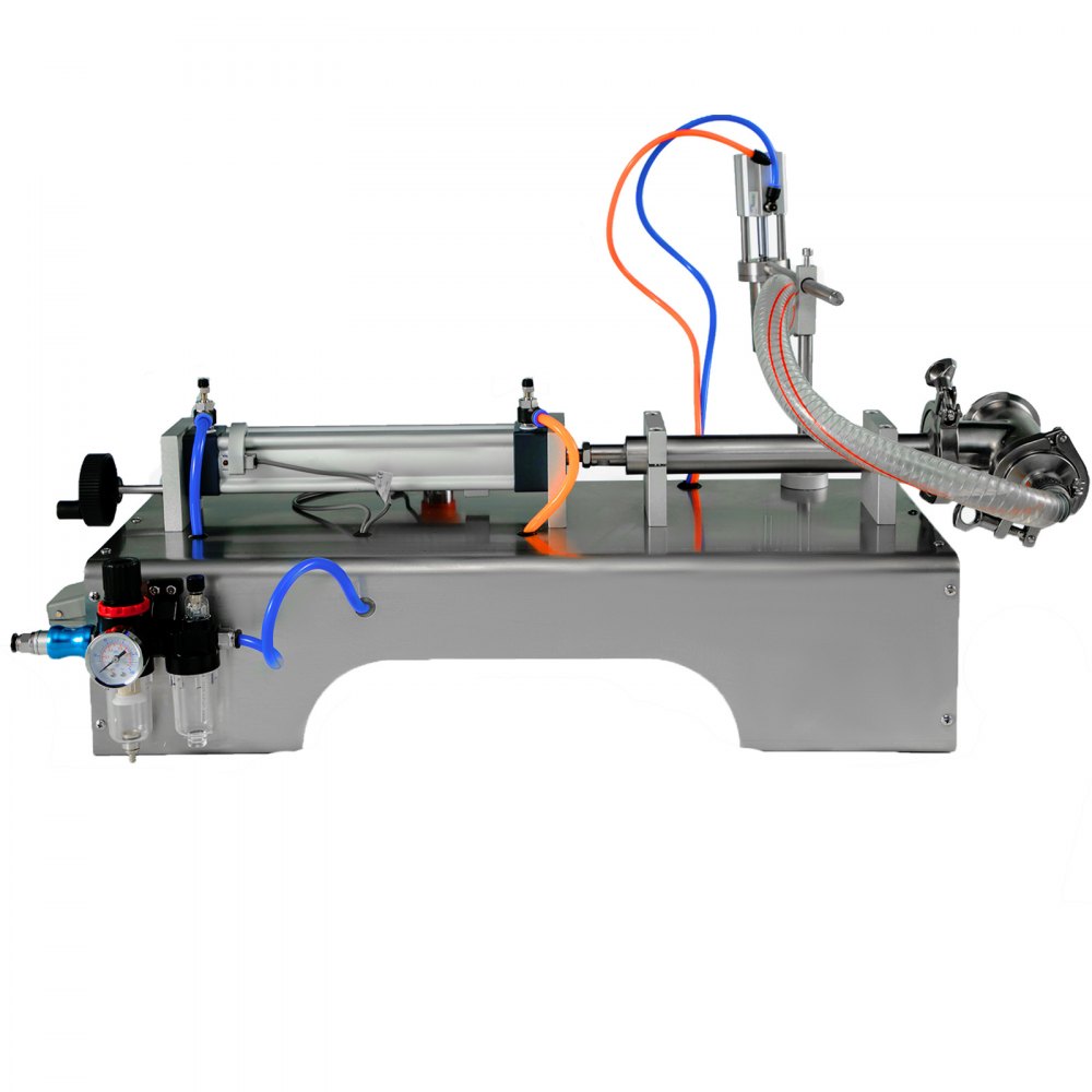 VEVOR Máquina de llenado de líquidos neumática horizontal 5-100 ml, Máquina de llenado de botellas neumática Cabezal único, Llenadora de líquidos semiautomática 0.4-0.6MP Presión de aire para líquidos de agua y aceite