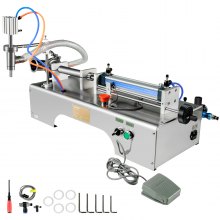 VEVOR Horizontal Pneumatic Liquid Filling Machine 50-500ml, Pneumatic Bottle Filling Machine Single Head, Semi-automatic Liquid Filler 0.4-0.6MP Air Pressure for Oil Water Liquids