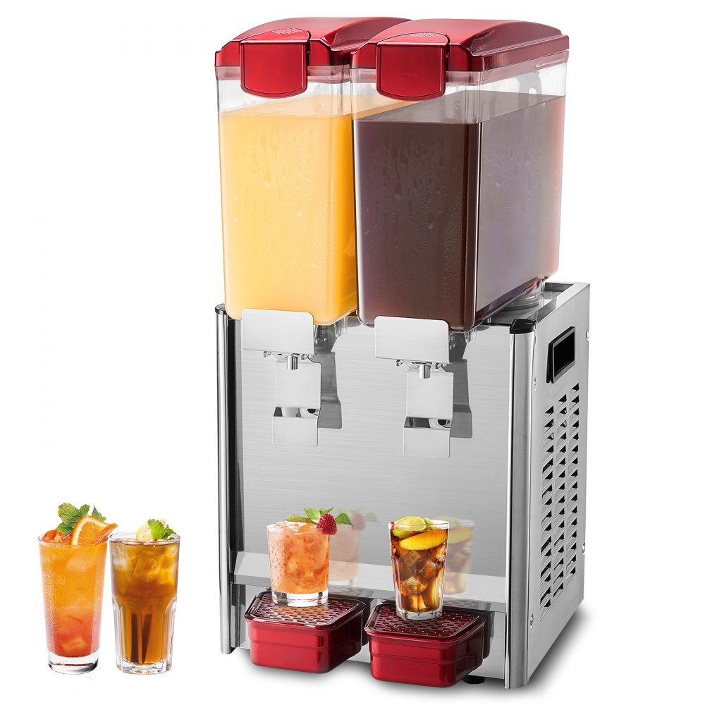 VEVOR Commercial Beverage Dispenser 10L x 2 Tanks Cold Juice Ice Drink Dispenser