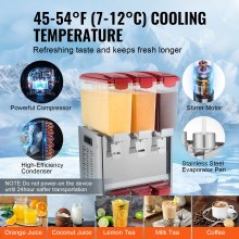 VEVOR Commercial Beverage Dispenser 10L x 3 Tanks Cold Juice Ice Drink Dispenser