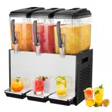 VEVOR Commercial Beverage Dispenser 12L x 3 Tanks Cold Juice Ice Drink Dispenser