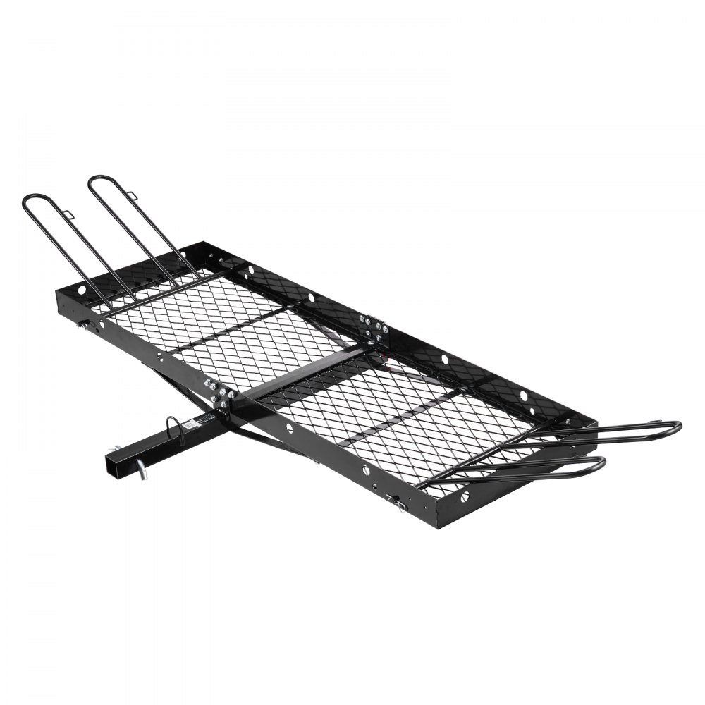 VEVOR Hitch Cargo Carrier with Bike Racks, 1580 x 510 x 80 mm Hitch Mount Cargo Carrier for 2 Mountain Bikes, 227KG Capacity High-Strength Steel Rear Luggage Basket Fits 2" Receiver for SUVs Pickups