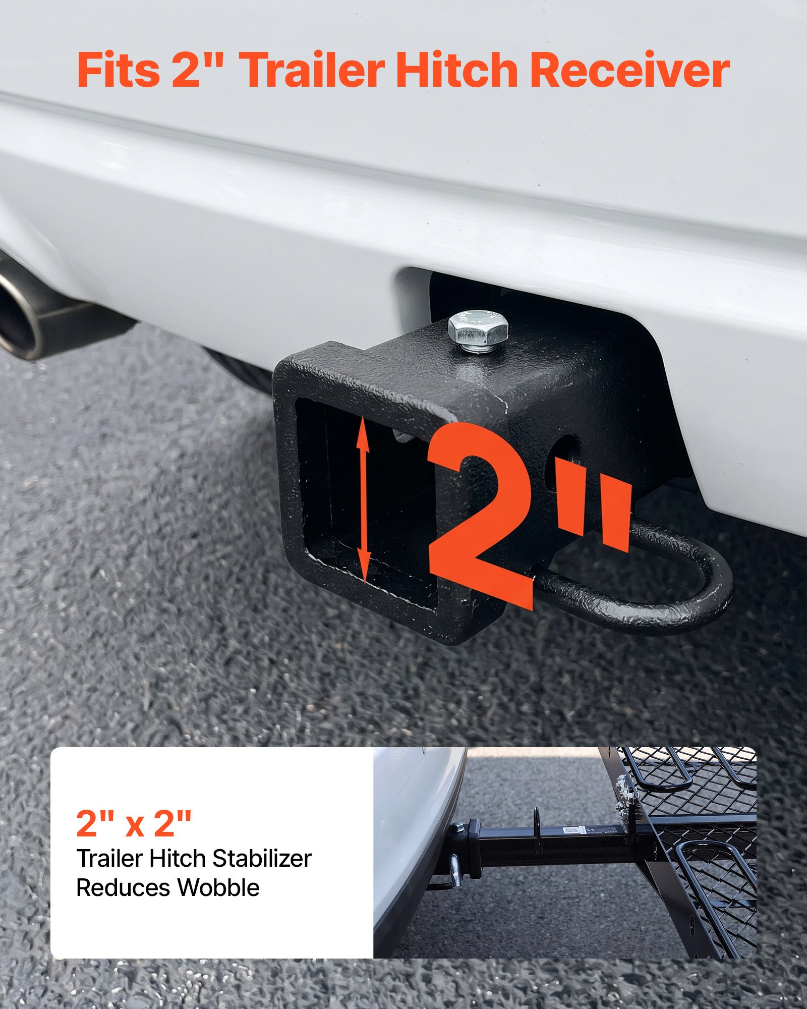 VEVOR Hitch Cargo Carrier with Bike Racks, 1580 x 510 x 80 mm Hitch Mount Cargo Carrier for 2 Mountain Bikes, 227KG Capacity High-Strength Steel Rear Luggage Basket Fits 2" Receiver for SUVs Pickups