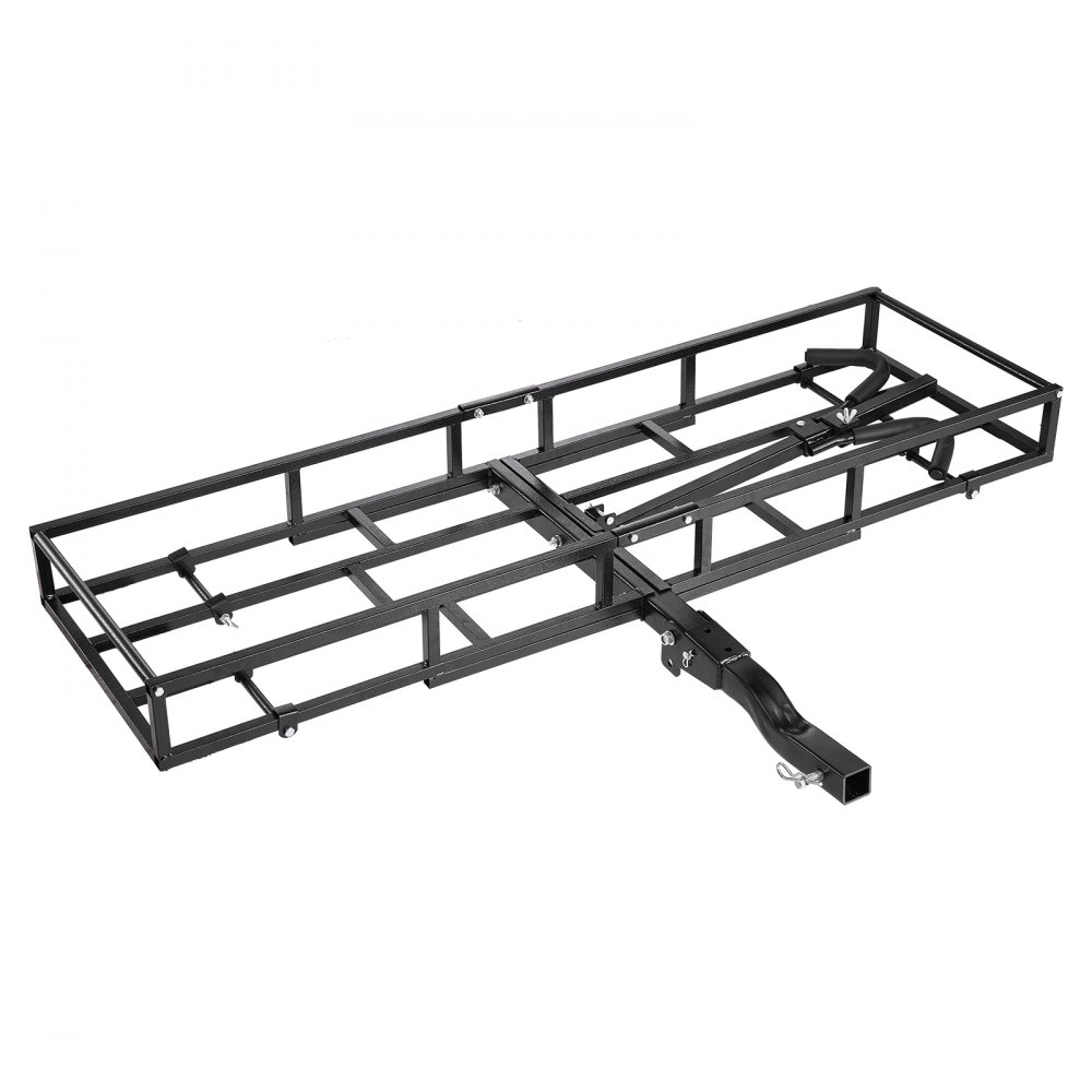 VEVOR Hitch Cargo Carrier Bike Rack, 66" x 20" x 6" Folding Hitch Mount Cargo Carrier for 2 Fat Tire/Mountain Bikes, 500LBS Capacity High-Strength Steel Luggage Basket Fits 2" Receiver for SUV Pickups