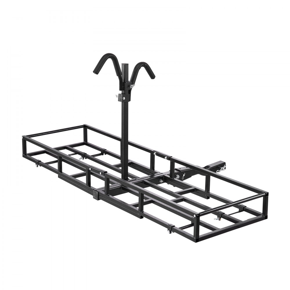 VEVOR Hitch Cargo Carrier Bike Rack, 66" x 20" x 6" Folding Hitch Mount Cargo Carrier for 2 Fat Tire/Mountain Bikes, 500LBS Capacity High-Strength Steel Luggage Basket Fits 2" Receiver for SUV Pickups