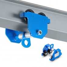 VEVOR Manual Trolley, 1100 lbs/0.5 Ton Capacity, Push Beam Trolley with Dual Wheels, Adjustable for I-Beam Flange Width 2.1" to 5.5", Heavy Duty Carbon Steel Garage Hoist for Straight & Curved I Beam
