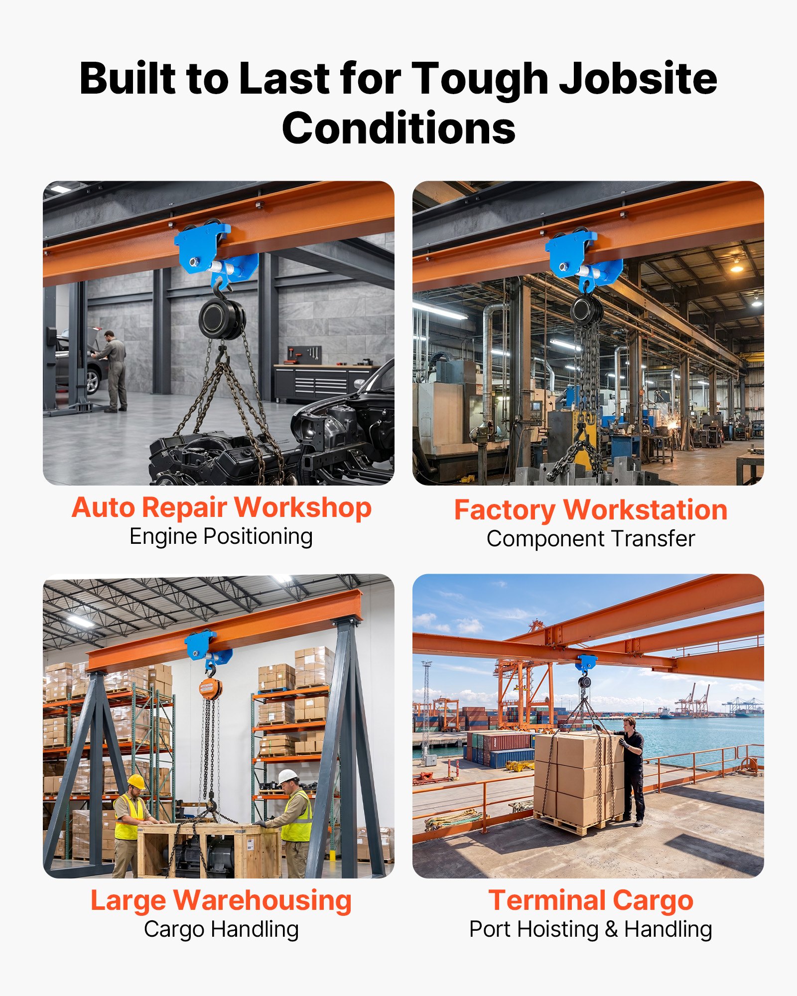 VEVOR Manual Trolley, 0.5 Ton Load Capacity, Push Beam Trolley with Dual Wheels, Adjustable for I-Beam Flange Width 53 mm to 140 mm, Heavy Duty Carbon Steel Garage Hoist for Straight & Curved I Beam