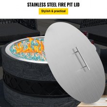 Fireglass Stainless Steel Cover For Fire Pit Pan 20" Diameter