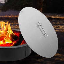 VEVOR Fire Pit Lid 20 Inch Round Fire Ring Lid Cover 1.5mm Thick 430 Stainless Steel Burner Pan Cover for Patio Fire Pit Pan
