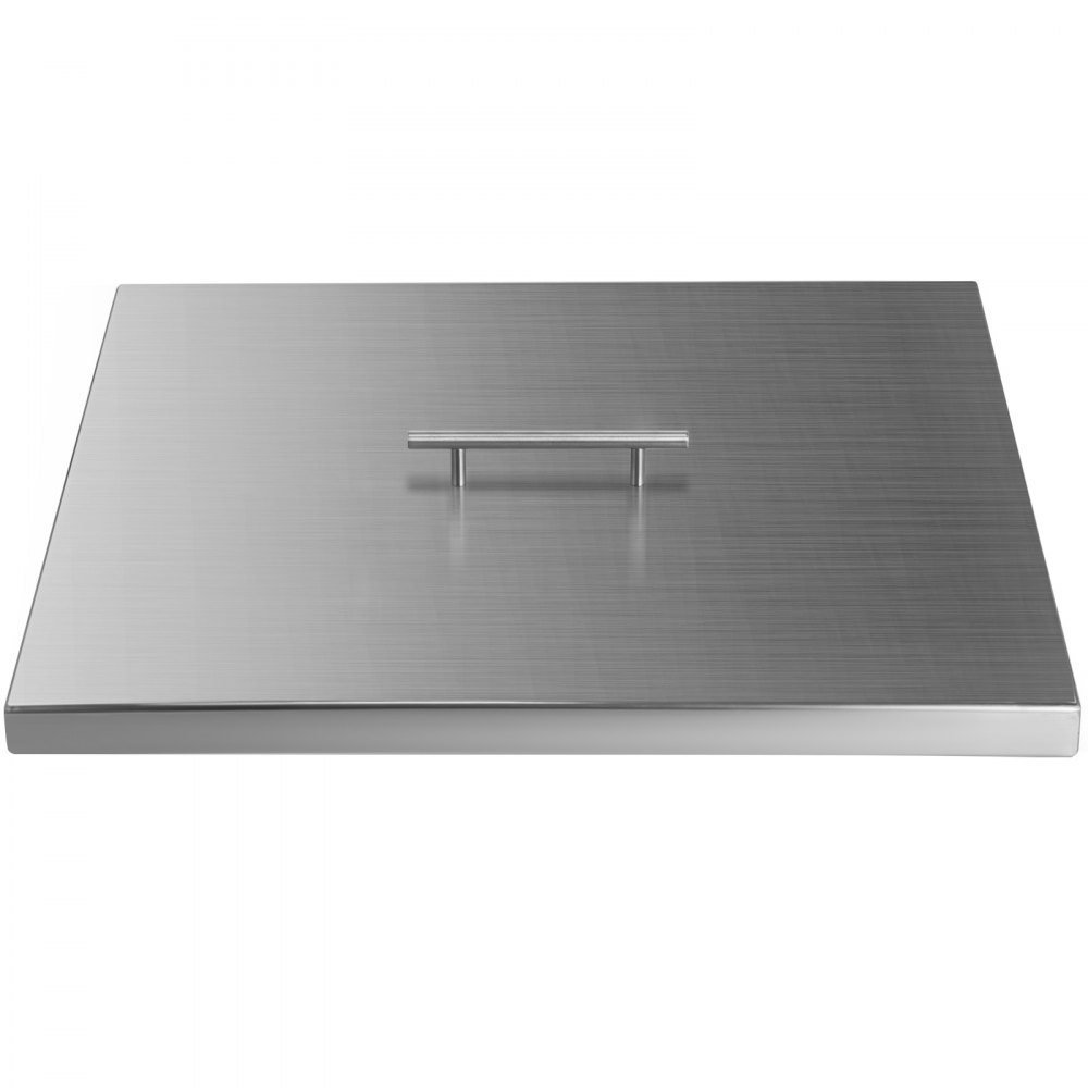VEVOR Fire Pit Lid 21 x 21 Inch 1.5mm Thick 430 Stainless Steel Fire Pit Burner Cover Square Fire Pit Lid for Drop-in Fire Pit Pan