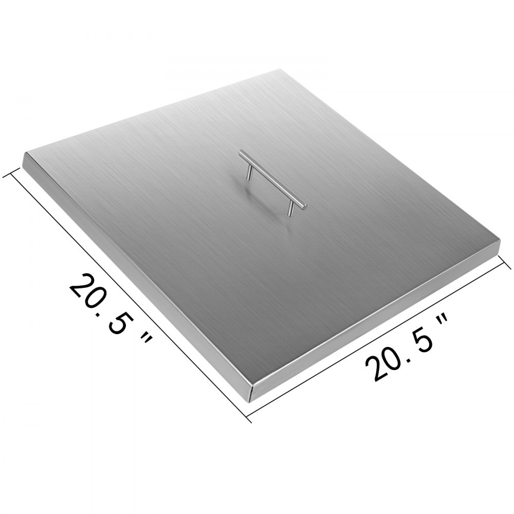 VEVOR Fire Pit Lid 21 x 21 Inch 1.5mm Thick 430 Stainless Steel Fire Pit Burner Cover Square Fire Pit Lid for Drop-in Fire Pit Pan