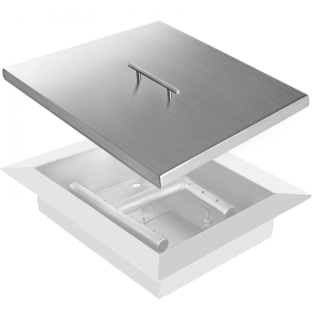 VEVOR Fire Pit Lid 21 x 21 Inch 1.5mm Thick 430 Stainless Steel Fire Pit Burner Cover Square Fire Pit Lid for Drop-in Fire Pit Pan