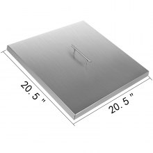 VEVOR Fire Pit Lid 21 x 21 Inch 1.5mm Thick 430 Stainless Steel Fire Pit Burner Cover Square Fire Pit Lid for Drop-in Fire Pit Pan