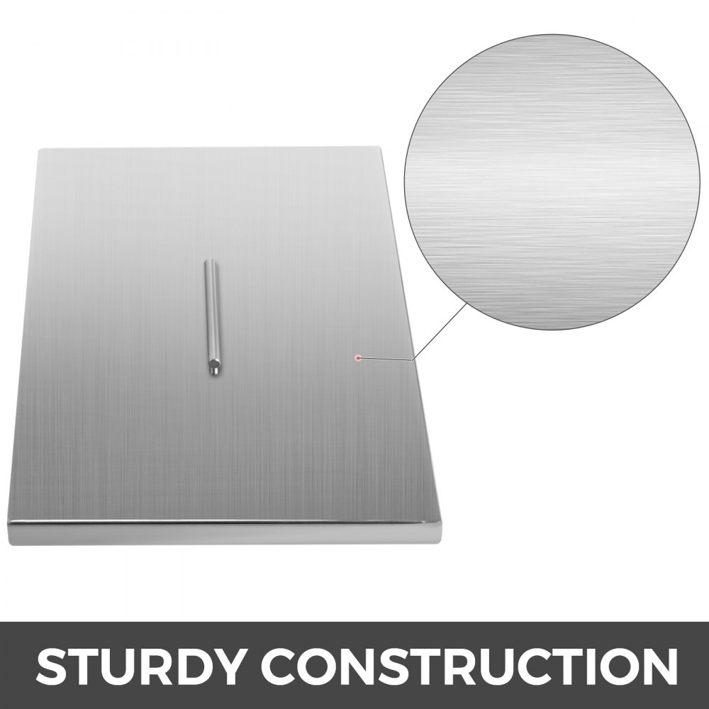 VEVOR Fire Pit Lid 27 x 27 Inch 1.5mm Thick 430 Stainless Steel Fire Pit Burner Cover Square Fire Pit Lid for Drop-in Fire Pit Pan