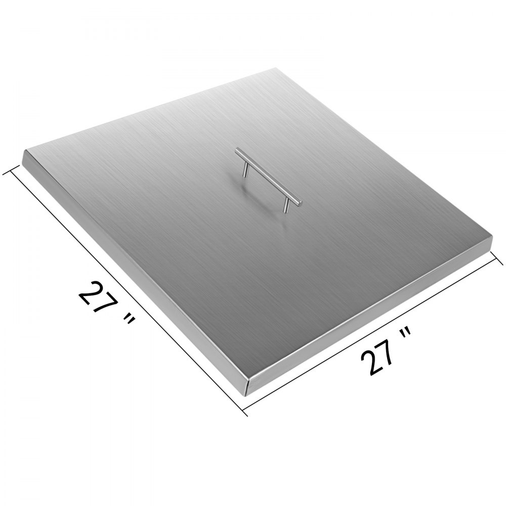 VEVOR Fire Pit Lid 27 x 27 Inch 1.5mm Thick 430 Stainless Steel Fire Pit Burner Cover Square Fire Pit Lid for Drop-in Fire Pit Pan