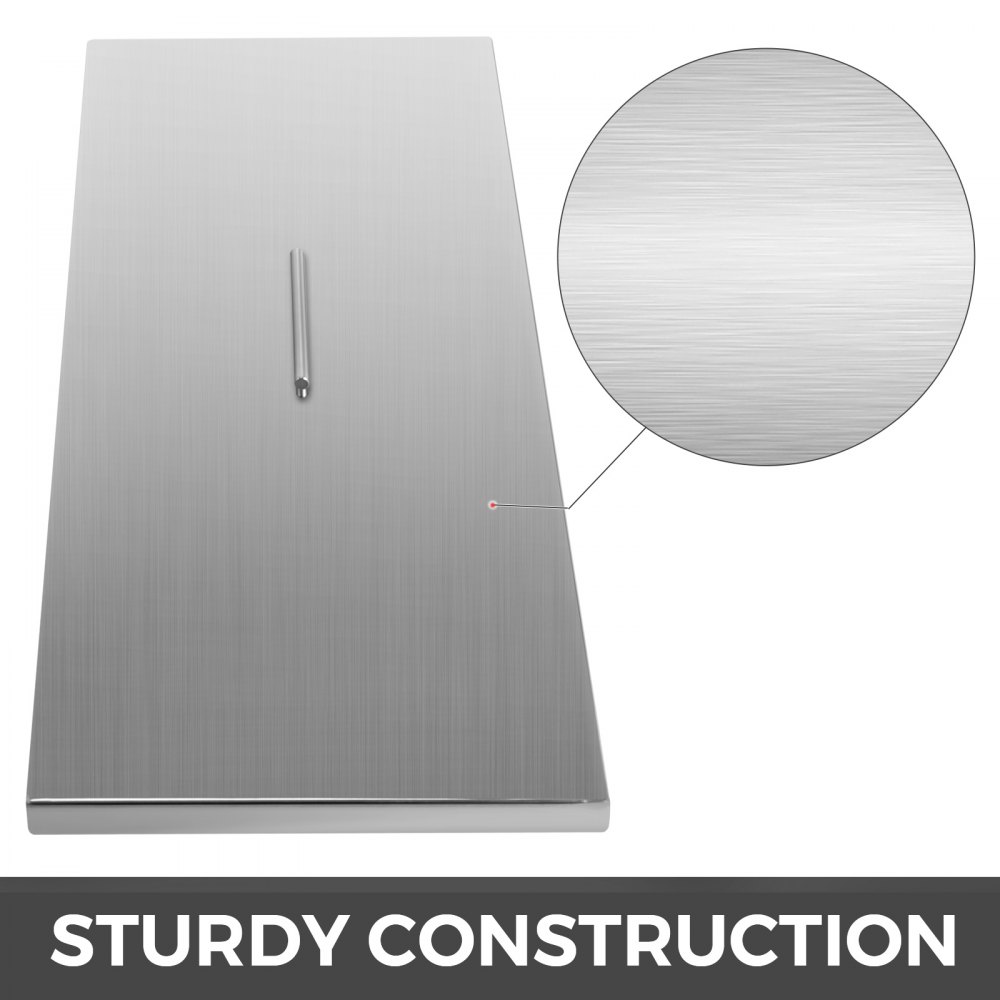 VEVOR Fire Pit Lid 33x13 Inch Fire Pit Burner Cover 1.5mm Thick Rectangular 430 Stainless Steel Cover Fit for 30x10 Inch Fire Pit Pan