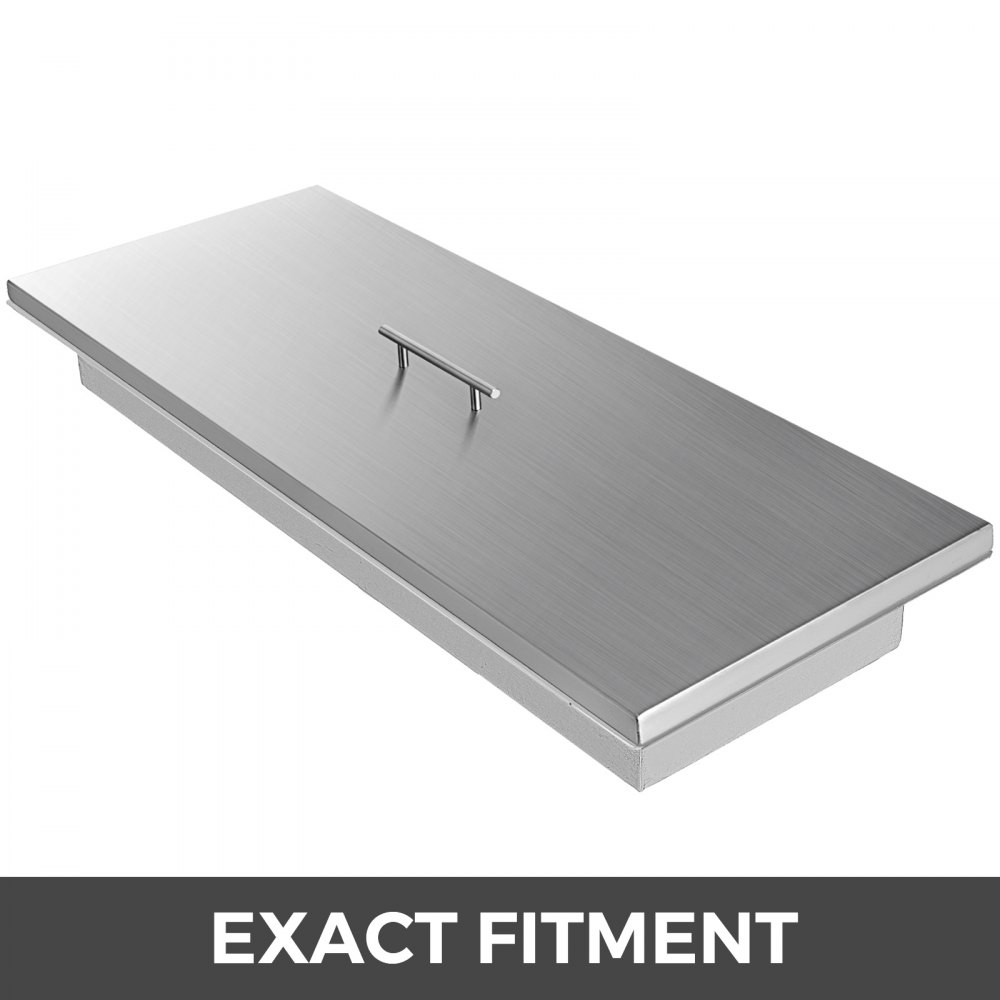 VEVOR Fire Pit Lid 33x13 Inch Fire Pit Burner Cover 1.5mm Thick Rectangular 430 Stainless Steel Cover Fit for 30x10 Inch Fire Pit Pan