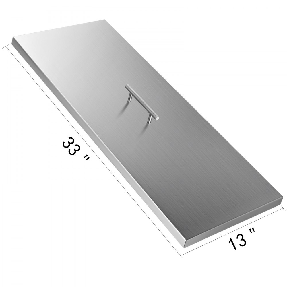 VEVOR Fire Pit Lid 33x13 Inch Fire Pit Burner Cover 1.5mm Thick Rectangular 430 Stainless Steel Cover Fit for 30x10 Inch Fire Pit Pan