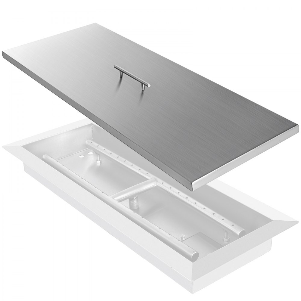 VEVOR Fire Pit Lid 33x13 Inch Fire Pit Burner Cover 1.5mm Thick Rectangular 430 Stainless Steel Cover Fit for 30x10 Inch Fire Pit Pan