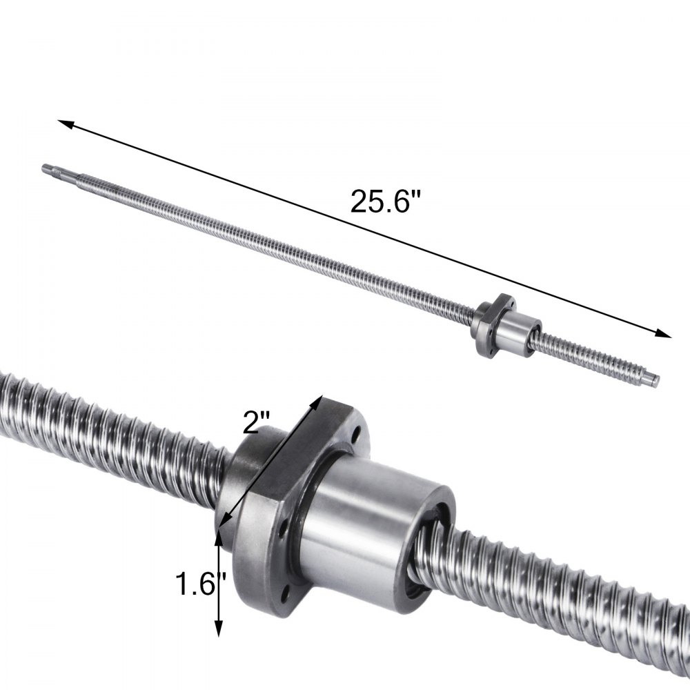 VEVOR Ball Screw SFE1616-650mm Anti-Backlash Ballscrew with Ball Nut Ball Screws for CNC Grinding Machine